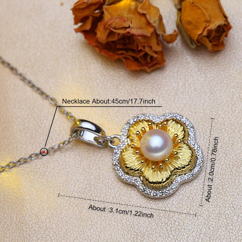 SENIKO Collane di perle barocche di grandi dimensioni d'acqua dolce naturale per donna Ciondolo con zirconi cubici di fiori alla moda con catena regalo di compleanno