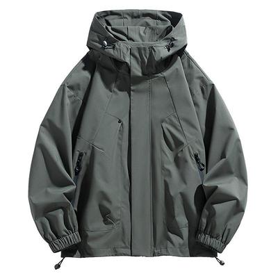 Men Jacket Hooded Windbreaker Trench Coats Oversize Plus Size Waterproof Black Bomber Camping Loose Thin Softshell
