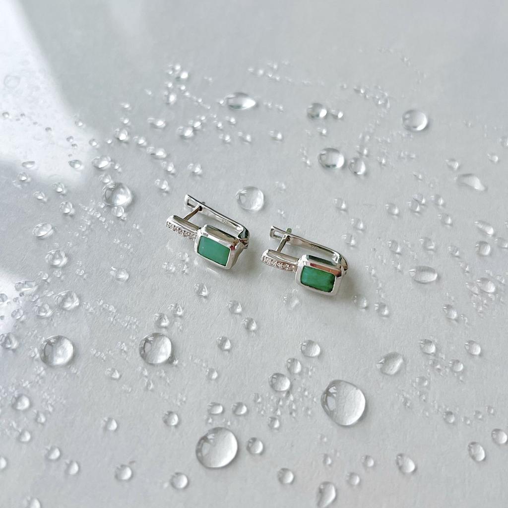 Silberohrringe mit natürlichem Smaragd 2,13 ct (2152910)