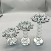 Bright Crystal Lotus Candlestick Durable Elegant Clear Flower Tealight Holders Flat Bottom Anti-slip Glass Candle Stand Party