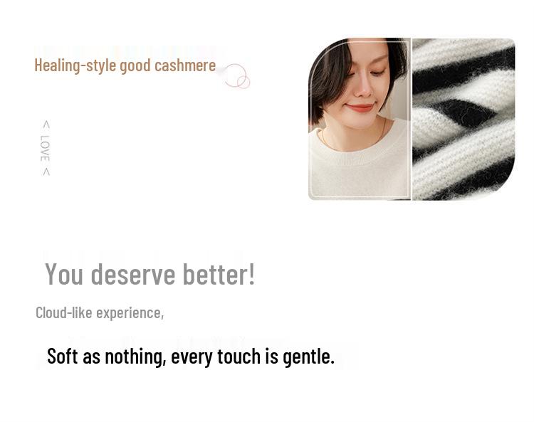 2025 Autumn/Winter Women's Color Block Stripe Cashmere Pullover Sweater - Round Neck, Long Sleeve Knitwear