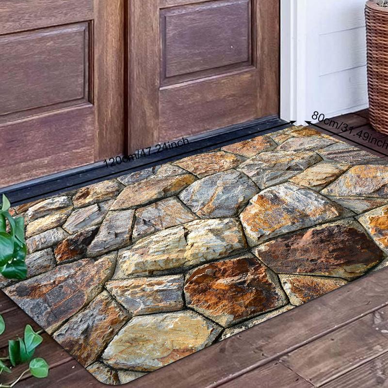 Creative Stone Texture Door Mat Simulated Pebble Soft Non-Slip Washable Kitchen Rug Bathroom Bedroom Entrance Home Decor Mat 1PC