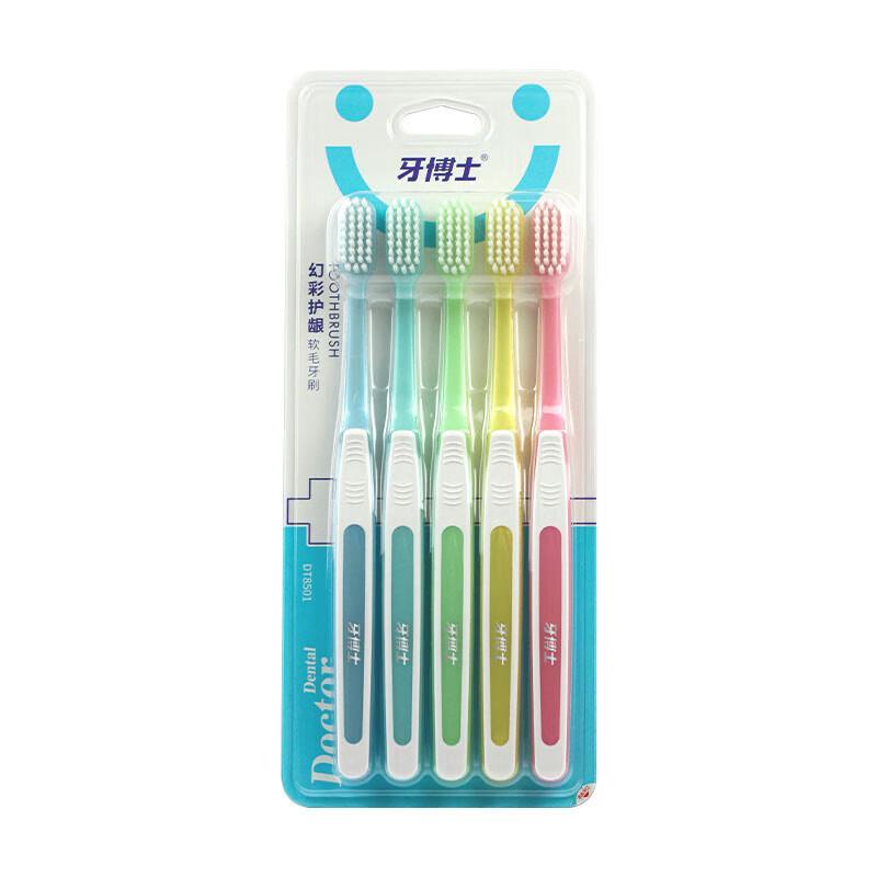 Dr. Tooth Colorful Soft Bristle Gum Care Toothbrushes 5-Pack