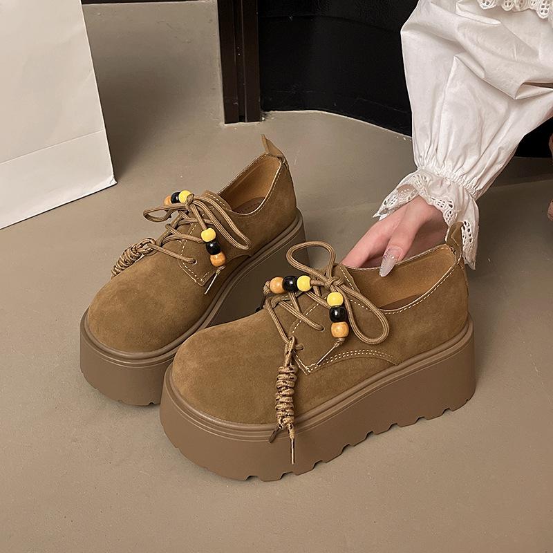 

Boken shoes women s British style 2025 autumn new French versatile platform heightening soft leather loafers single shoes 35