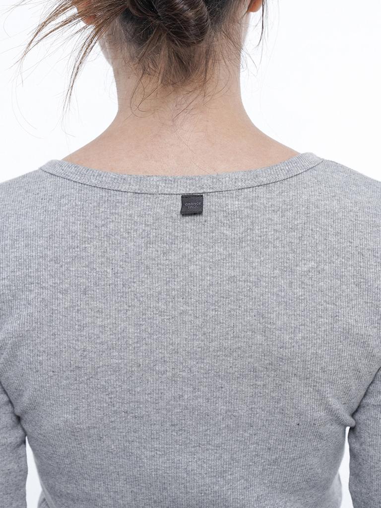 Chaenseseunoi Slim Fit Open Neck Long Sleeve Grey/W251Tp08Gr