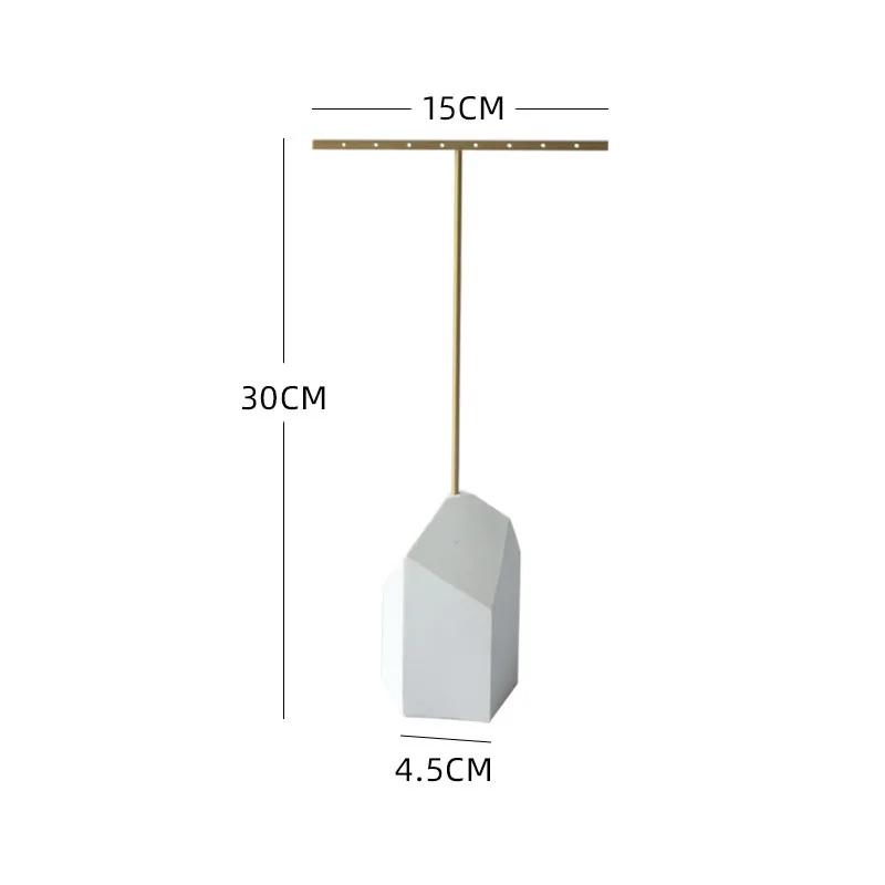 Présentoir à bijoux, plâtre blanc en forme de T, plateau pour bagues et boucles d'oreilles contenant des bijoux, présentoir à bijoux, accessoires photo
