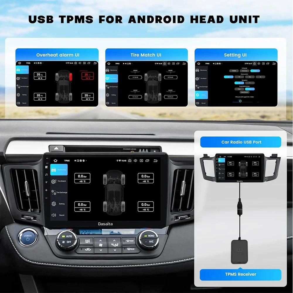 Android TPMS Spare Tyre External Sensor Tire Pressure Monitoring System USB TPMS for Car Navigation Radio DVD Player Detection
