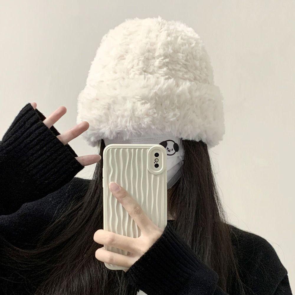Thickened Plush Winter Hat Coldproof Warm Beanie Hats Cute Winter Fluffy Fur Hat\ Outdoor
