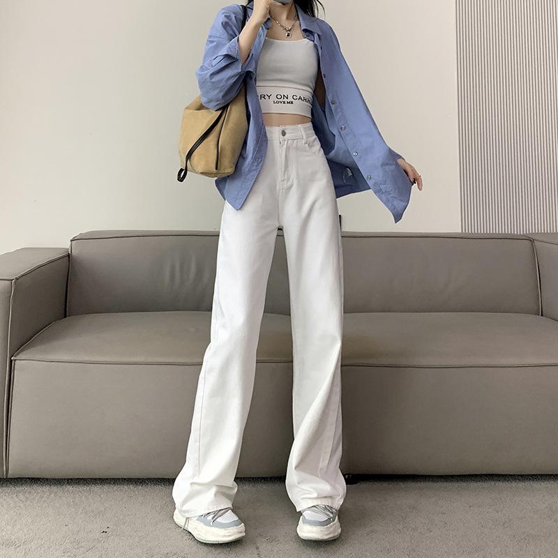 2025 Women's High-Waisted Wide-Leg Jeans: Spring/Autumn, Slimming, Pear Shape, Plus Size, Floor-Length