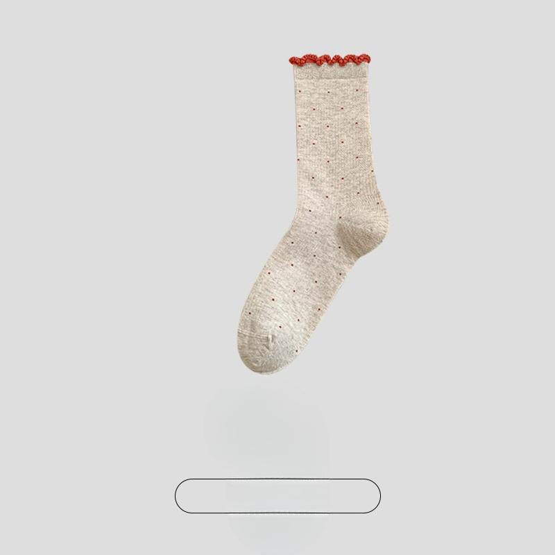 Ladies Spring and Autumn Lace Boneless Sweat Absorbent Breathable Deodorant in The Cylinder Pile Pile Cotton Socks