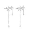 925 Silver Earrings Woman Zircon Flower Tassels Piercing Luxury Earrings Vintage Jewelry Argent 925 Prevent Allergies