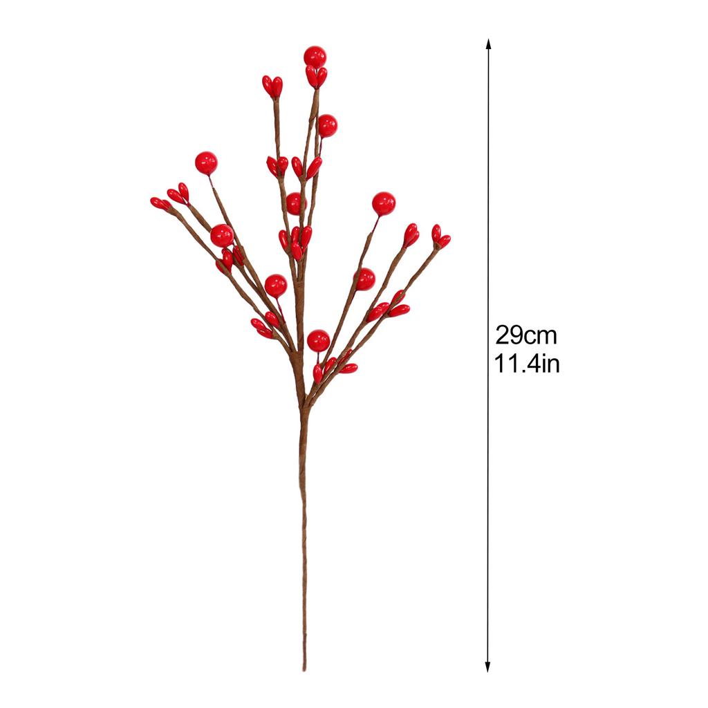 Orange Artificial Dried Branch Decor 29cm Round Foam & Oval Stone Fruit