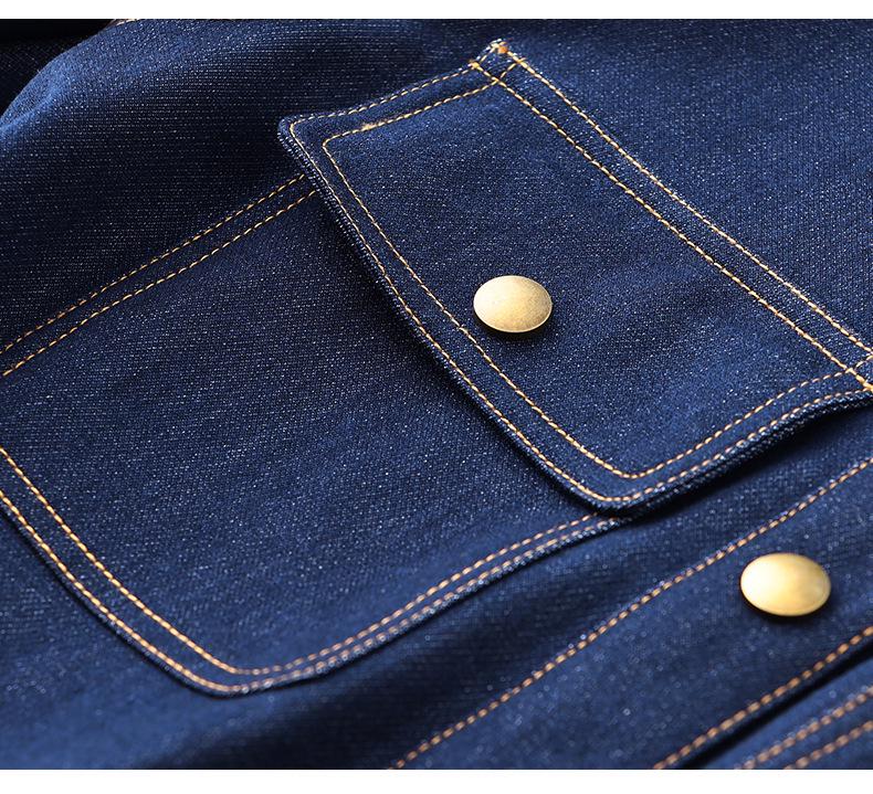 2115501-Retro Slimming Denim Waist-Cinch Dress for Autumn/Winter 2022