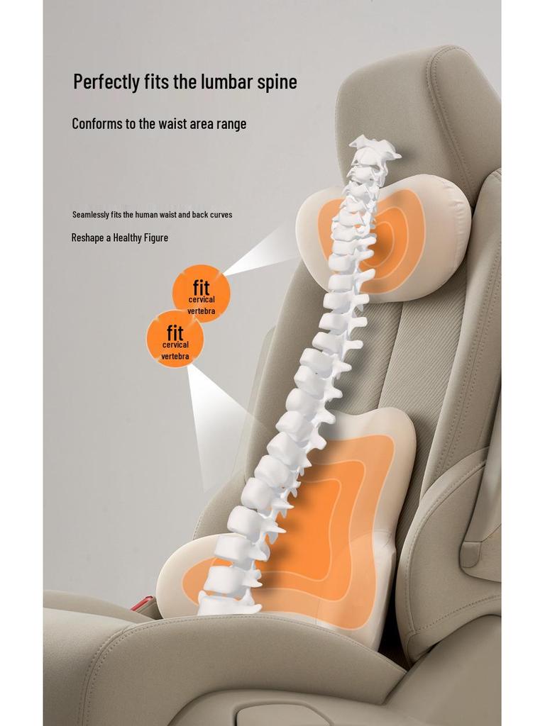 Ergonomic Multi-Angle Lumbar and Neck Support Pillow for Car