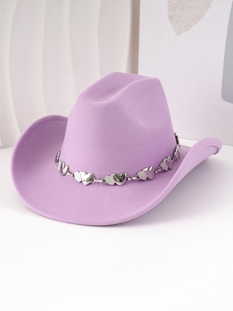 Cowboy hat hat with love metal hat chain top hat western felt hat chain hat