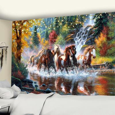 Espolea al Caballo Galopante Tapiz Colgante de Pared Pintura China a Tinta Hippie Naturaleza Bohemio Dormitorio Estudio Decoración