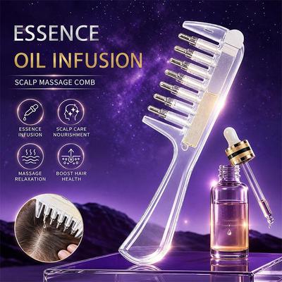 Unisex Transparenter Ätherisches Öl Applikator Massagekamm Mit Integriertem Flüssigkeitsbehälter, Rollende Metallzähne, Geeignet Für Frauen