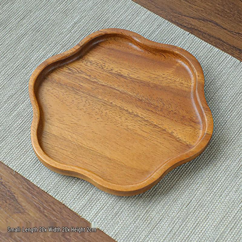 Wooden Leaf-Shaped Snack and Tea Tray