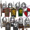 MOC Medieval Figure Building Block Castle Templar Knights Armor Militia Soldiers Gunners Shield Helmet Assembling Brick Toys S26