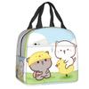 Cartoon Mochi Cat Peach And Goma Meme Lunch Bag Women Thermal Cooler Insulated Lunch Box for Work Office Travel Picnic Food Bags Practical Use