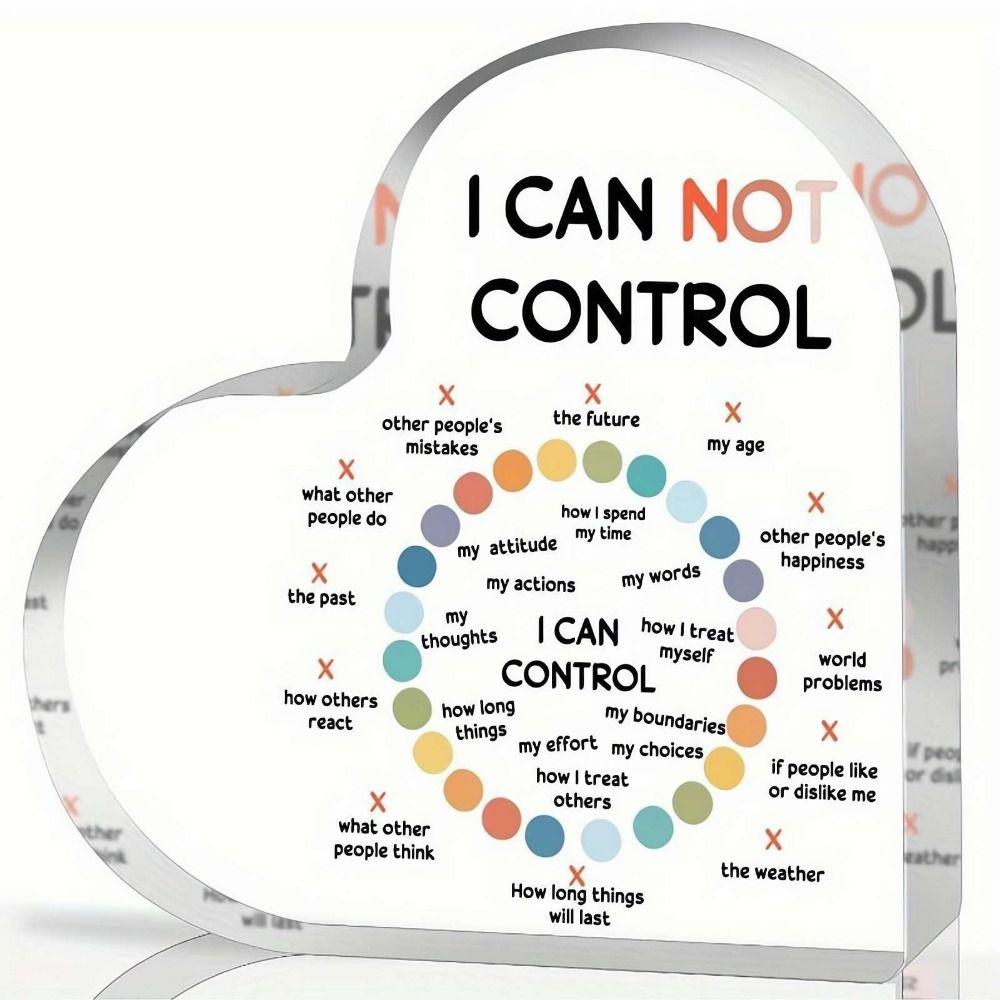 

New Acrylic I CAN NOT CONTROL Ornament Heart Shape Transparent Mental Health Affirmation Heart Psychotherapy Affirmations Heart світло-сірого кольору