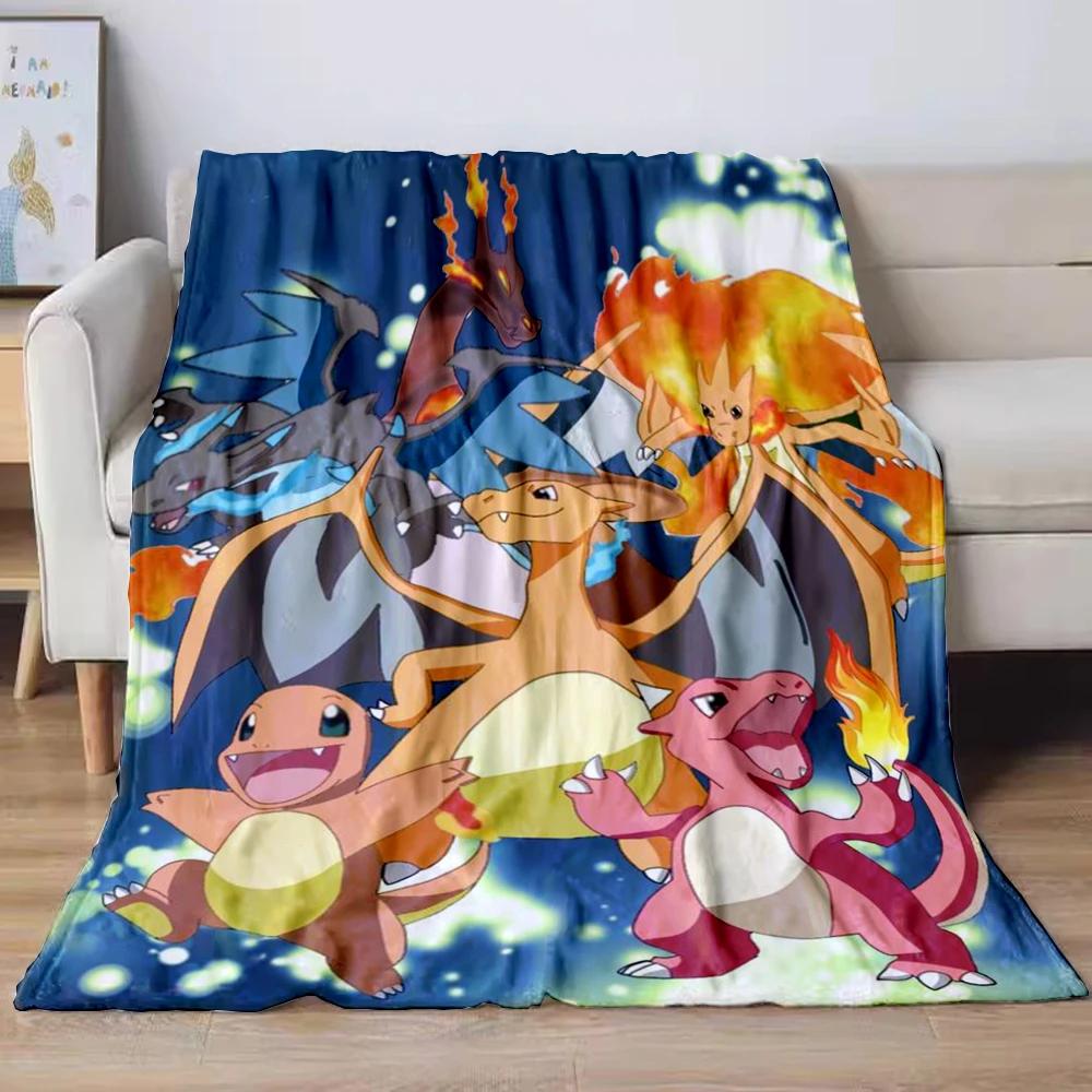 31 Style Anime Pokémon Charizard Cartoon Flannel Blanket for Sofa Home Sofa Student Blankets Children Student Nap Girl Kids Gift