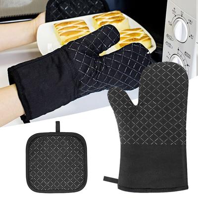 Kitchen Cotton Baking Gloves Anti-Scalding Heat Resistant Oven Mitts Bakeware Non-Slip Insulation Gloves