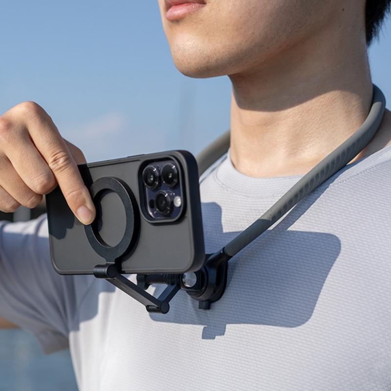 Adjustable Neck Mounted Strap for POV Filming Magnetic Phone Clamp Recording Stand Comfortable Phone Accessories