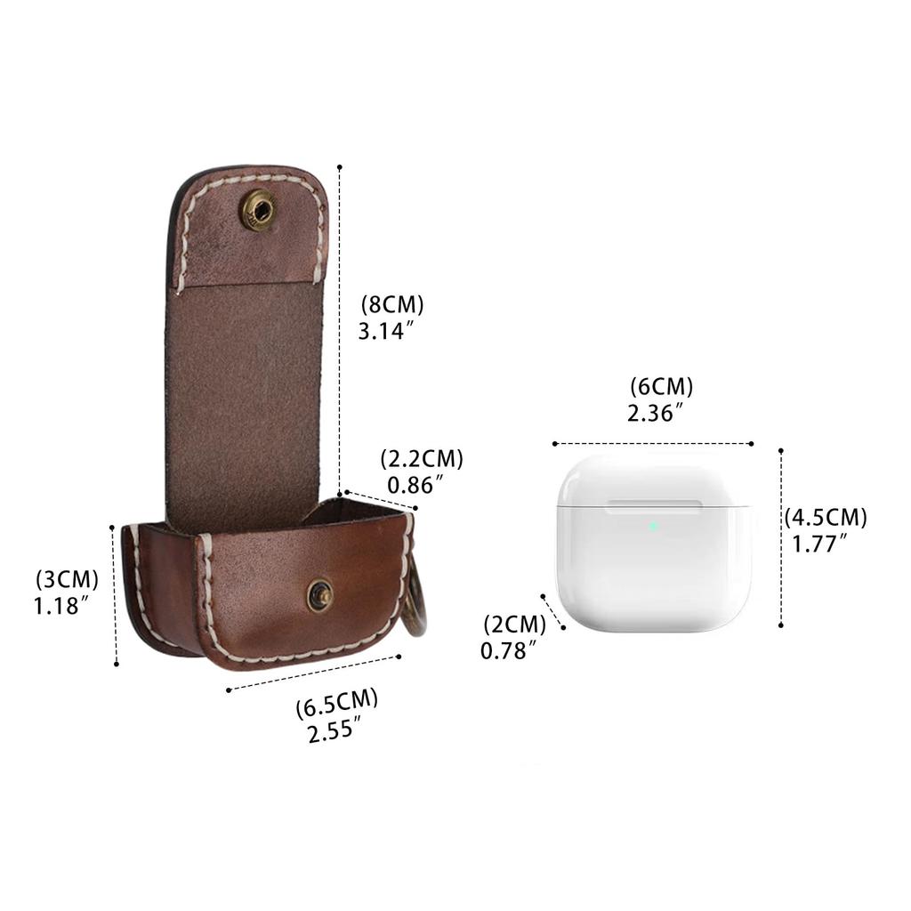 TOURBON Earphone AirPods Genuine with Charging Vintage Case, Compatible, Leather, Brown, Keyring, Port, Compact, Shockproof, Style, Men's & Women's