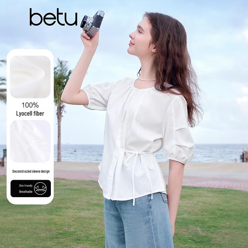 BETU Women s Lyocell Tie-Front Shirt S