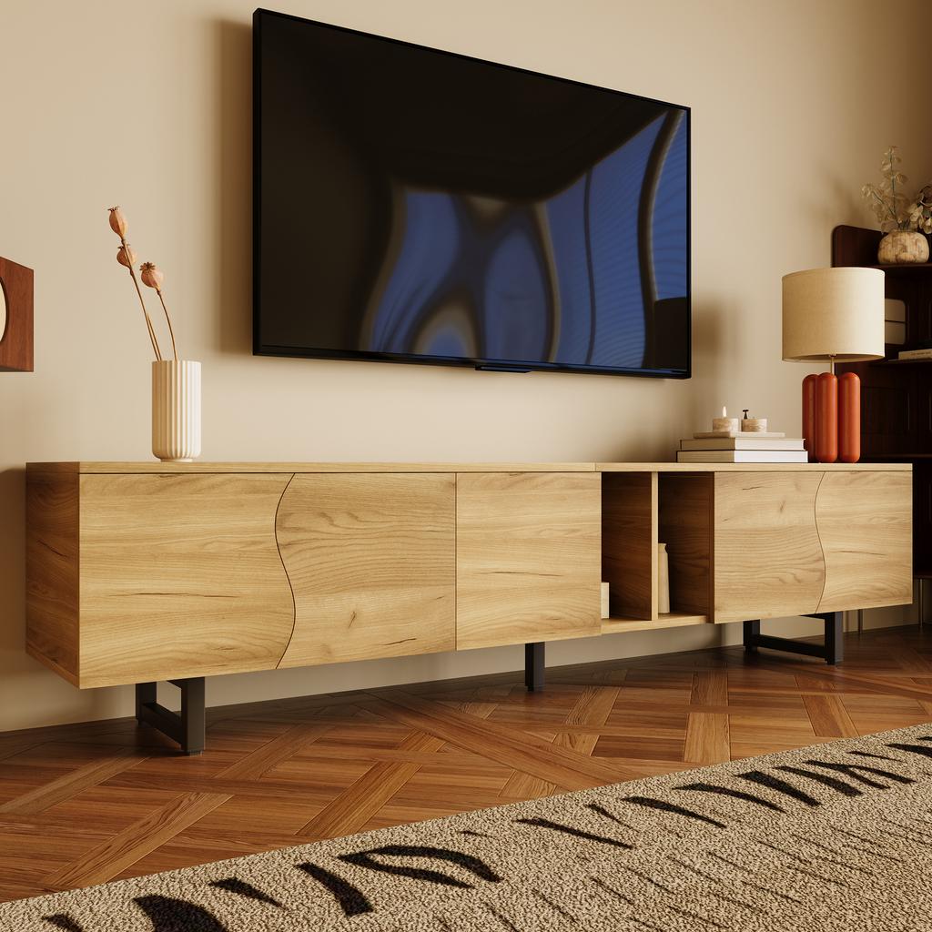 Five-Door TV Cabinet, TV Stand, TV Panel, Lower TV Stand. Unique Design. 191 X 38 X 46.5 Cm (L X W X H)