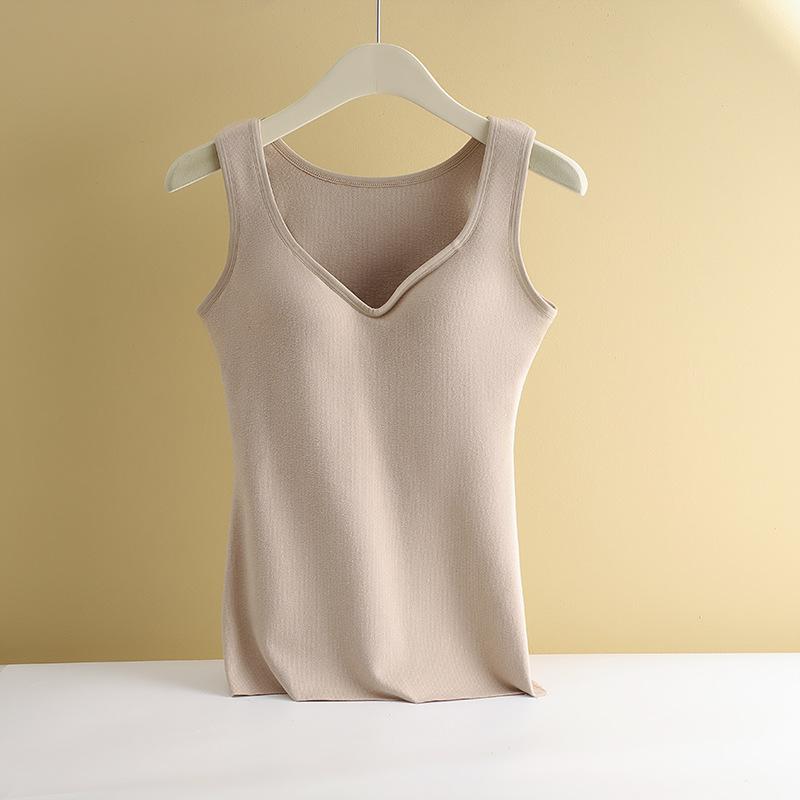 

Теплый жилет из немецкого бархата для женщин с утолщенным бархатом и подушкой для груди, цельный, не требующий ношения бюстгальтера, верхняя часть для осени и зимы 2XL