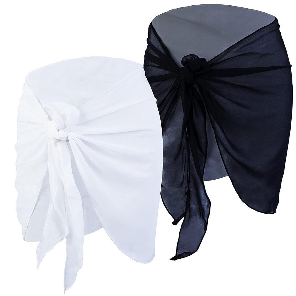 2PCS Soft Beach Sarongs Chiffon Beach Cover Up Skirt Elegant Sarong Wrap Skirt for Women
