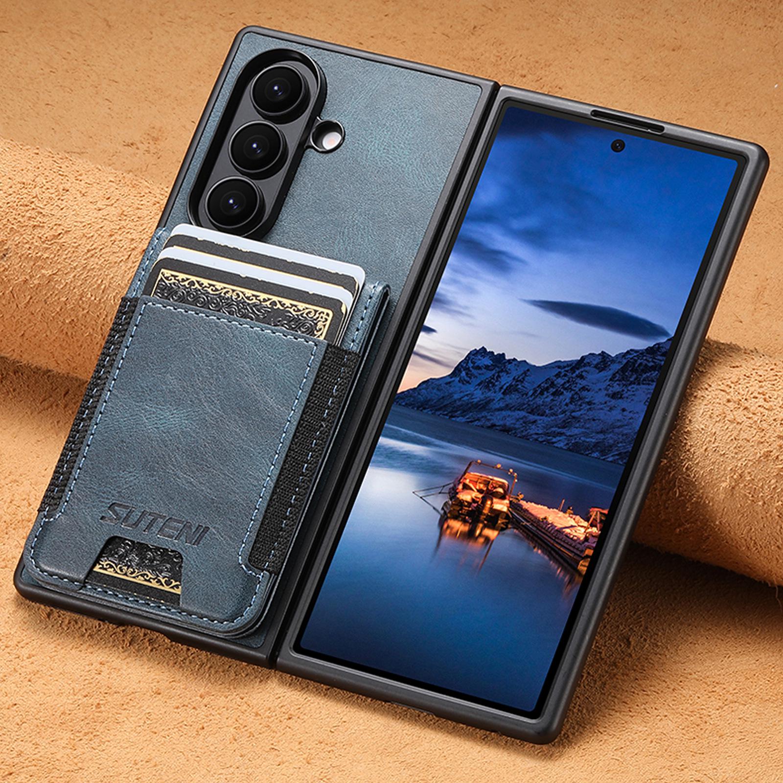 

Кожаный чехол SUTENI для Samsung Z Fold 7/6/5 - Восковая текстура с эластичной лентой, слотом для карт и подставкой Samsung Z Fold 7