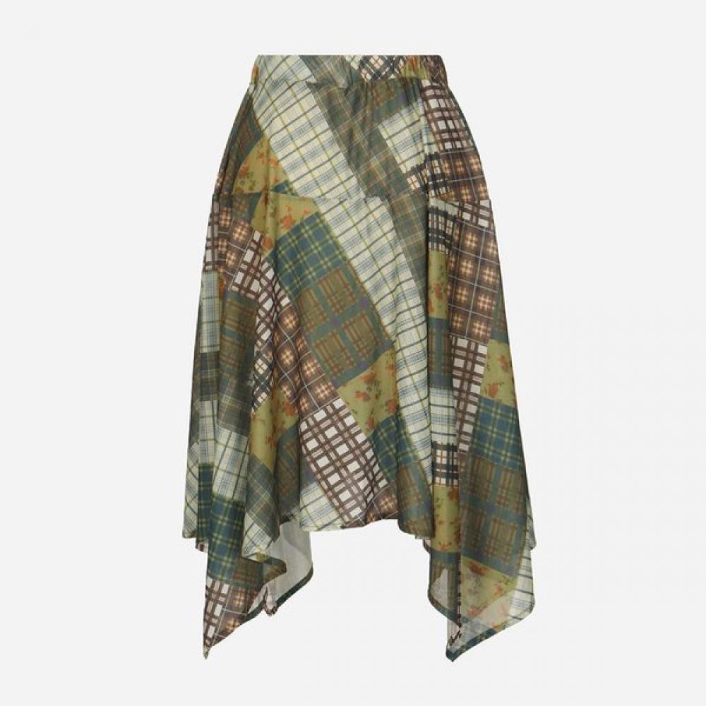Thursday Island Women Vintage Check Asymmetrical Layered Skirt T262msk901w