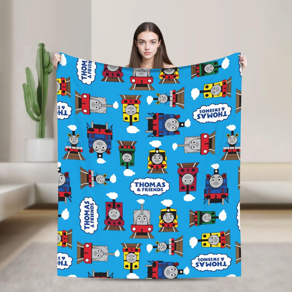 T-Thomas The Train Friends Flannel Blanket Cartoon Railway James Soft Warm Bedding Throws for Home Decor Picnic Sofa Bed Cover