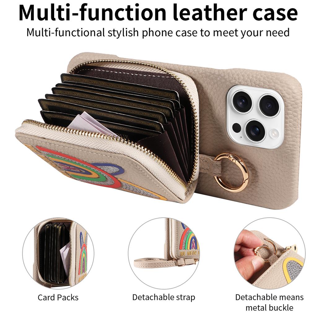 Noctilucent Crossbody Bag Faux Leather Phone Case for IPhone16 15 14 13 12 11 7 8 XS XRSeries Multi-card Slot, Bracket Function