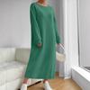 2025 Autumn/Winter Casual High-End Long-Sleeved Solid Color Round Neck Sweatshirt Dress