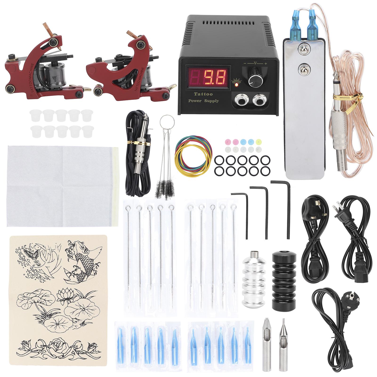 

Полный комплект тату-машины Источник питания для татуировки Иглы для татуировки Набор инструментов для татуировки 90‑250 В