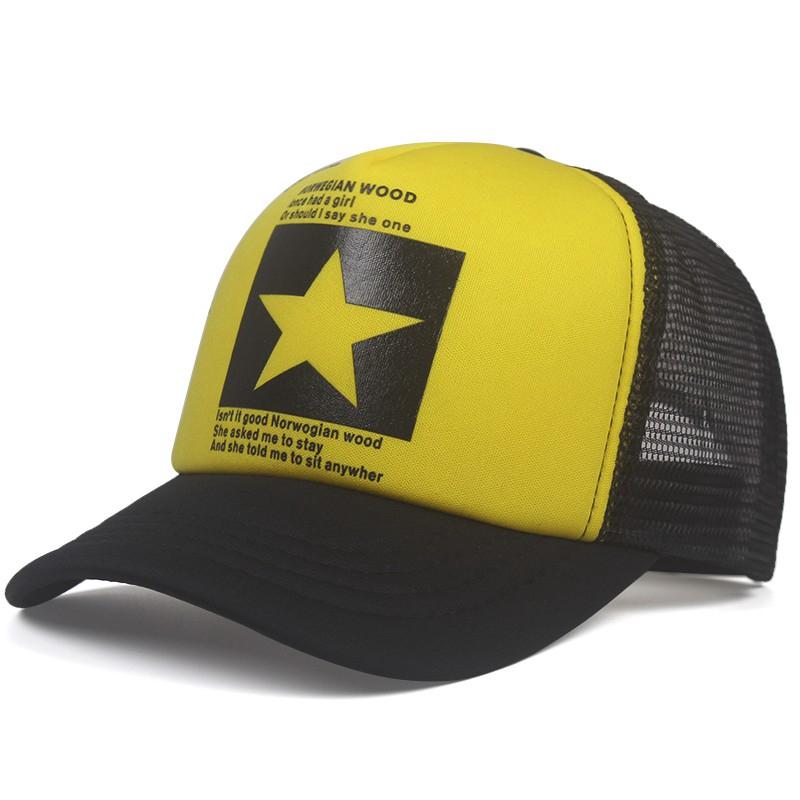 New Fashion Five Pointed Star Pattern Printed Trendy Men's and Women's Universal Hip Hop Mesh Breathable Baseball Hat Truck Caps