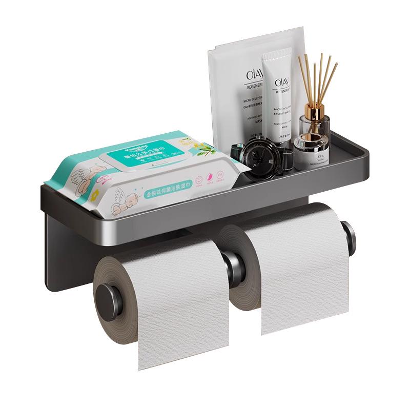 Toilet Paper Holder: No-Punch Roll Hanger - Sanitary Paper Storage Box for Bathroom