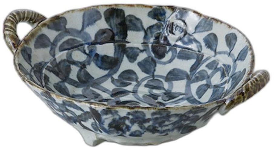 

Octopus Arabesque Bowl with Handles x 26 x Ceramic Serving Bowl by Setomonohonpo [30.5 8cm]