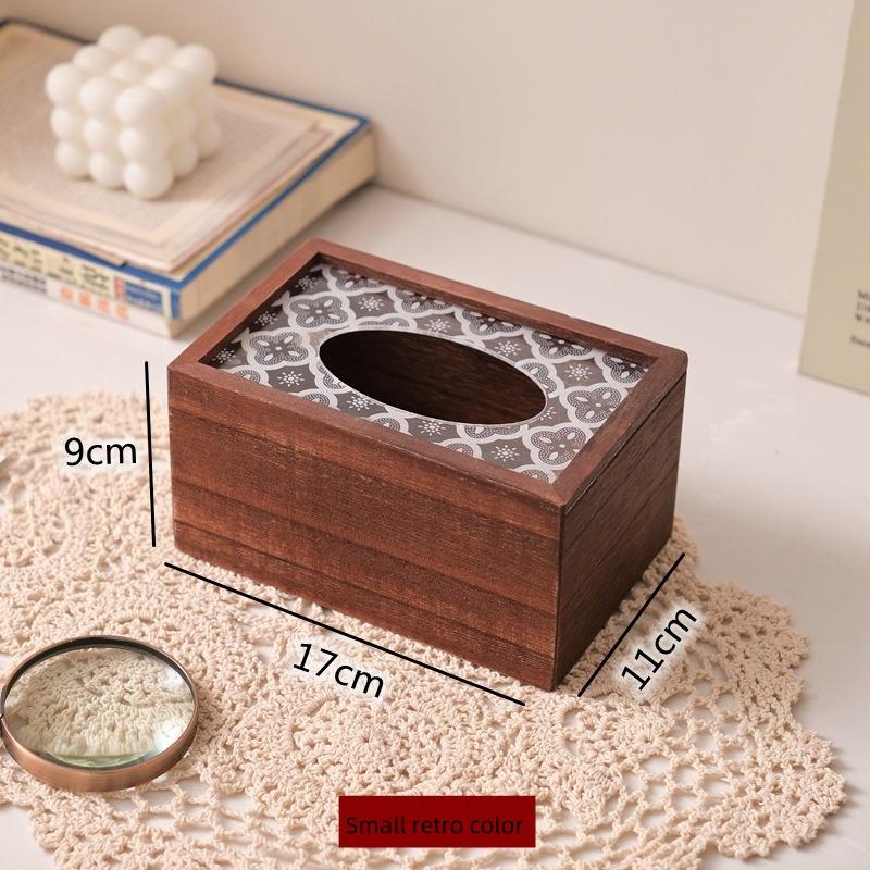 Solid Wood Chinese Retro Tissue Box Creative Living Room Paper Box Dining Table Coffee Table Storage Solid Wood Paper Box