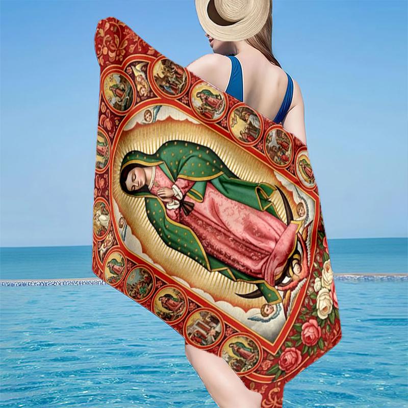 Our Lady Of Guadalupe Maria Beach Towel, Super Soft Microfiber, Gift for Her/Him, Birthday, for Pool, Beach, Travel, Home Decor Fan gifts