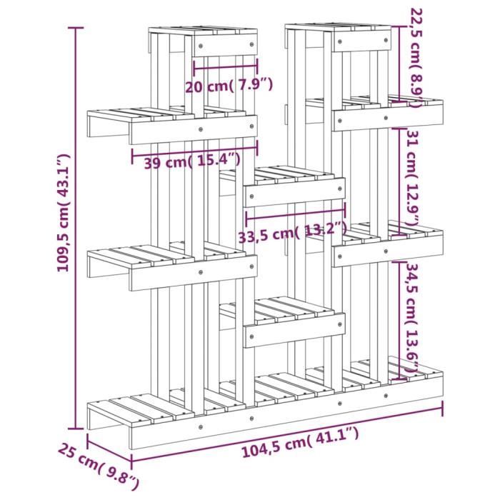 VidaXL Plant Stand 104.5x25x109.5 Cm Solid Pine Wood 822092