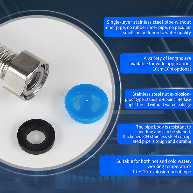 Stainless Steel Corrugated Pipe Domestic Water Heater Metal Hose Inlet Pipe Hot And Cold Household