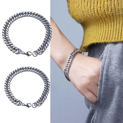 Accessories Stainless Steel Punk Silver Color Men's Bracelets Punk Jewelry Heavy Chain Bracelets