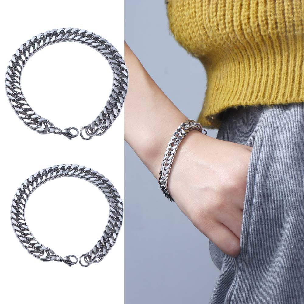 Steel Silver Color Hand Chain Accessories Heavy Chain Bracelets Punk Jewelry Men's Bracelets