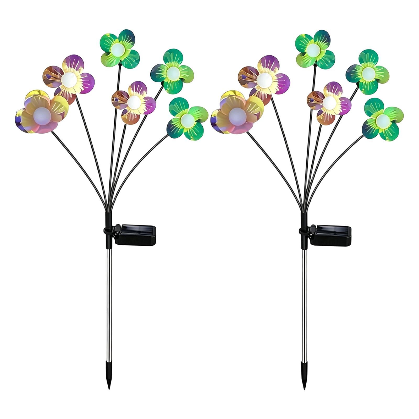 

2pcs Outdoor Solar Powered LED Garden Stake Lights Firefly Effect Landscape Decorative Lawn Lighting with Multiple Flower Heads for Patio Yard Pathway One Size