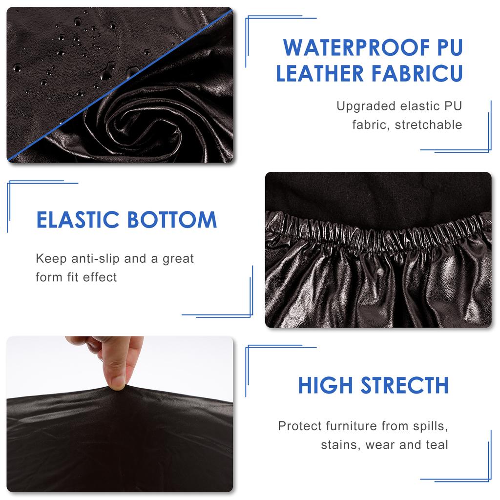 Stretch Bench Cover PU Dining Room Bench Cover Elegant Bench Slipcover Seat Protector Anti-dirty Dustproof Piano Chair Covers